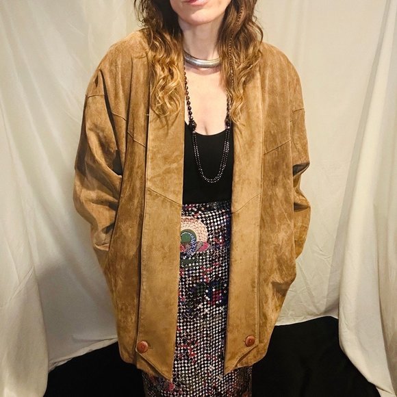 Vintage Suede Oversized Joanie Char 1980’s Jacket - Picture 1 of 16